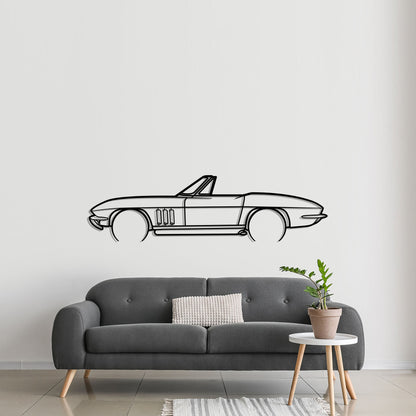 1966 Chevrolet Corvette Convertible Metal Silhouette Metal Wall Art