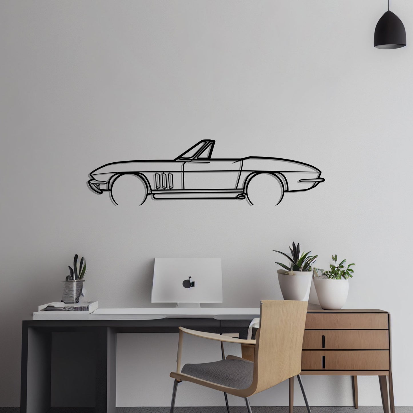 1966 Chevrolet Corvette Convertible Metal Silhouette Metal Wall Art