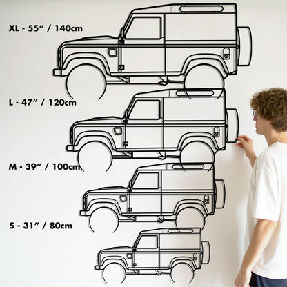 1990 Land Rover Defender Metal Silhouette Metal Wall Art