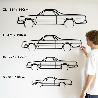 1984 Chevrolet El Camino SS Metal Silhouette Metal Wall Art