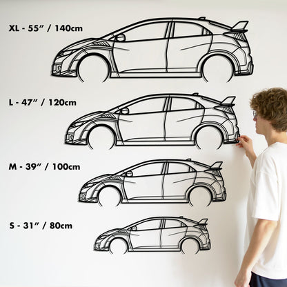 2017 Honda Civic Typer R Metal Silhouette Metal Wall Art