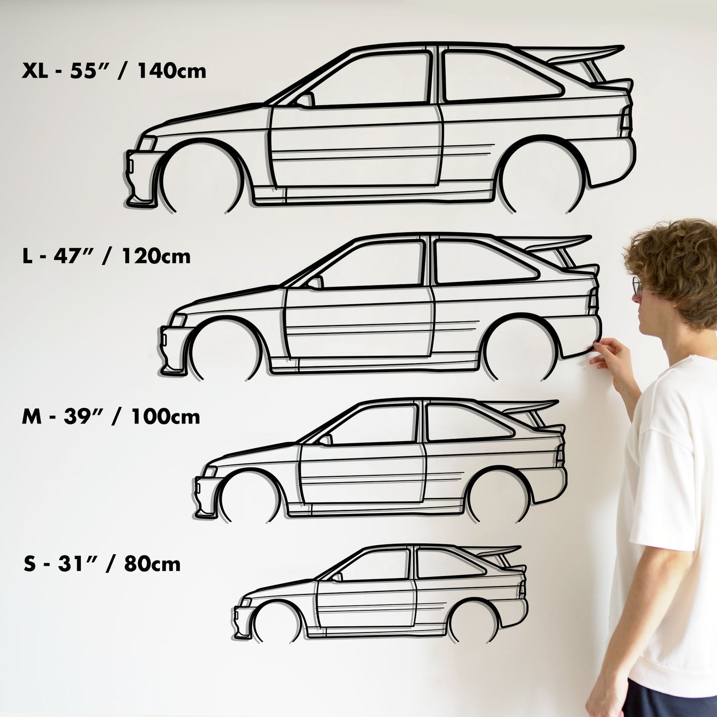 1995 Ford Escort RS Cosworth Metal Silhouette Metal Wall Art