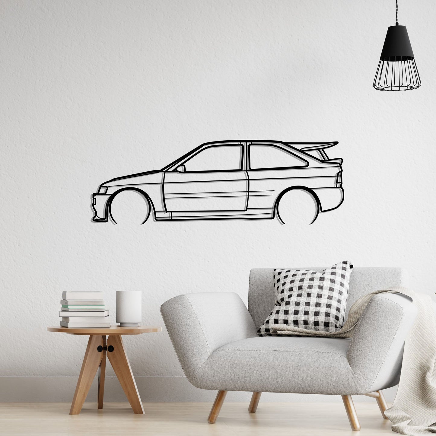 1995 Ford Escort RS Cosworth Metal Silhouette Metal Wall Art