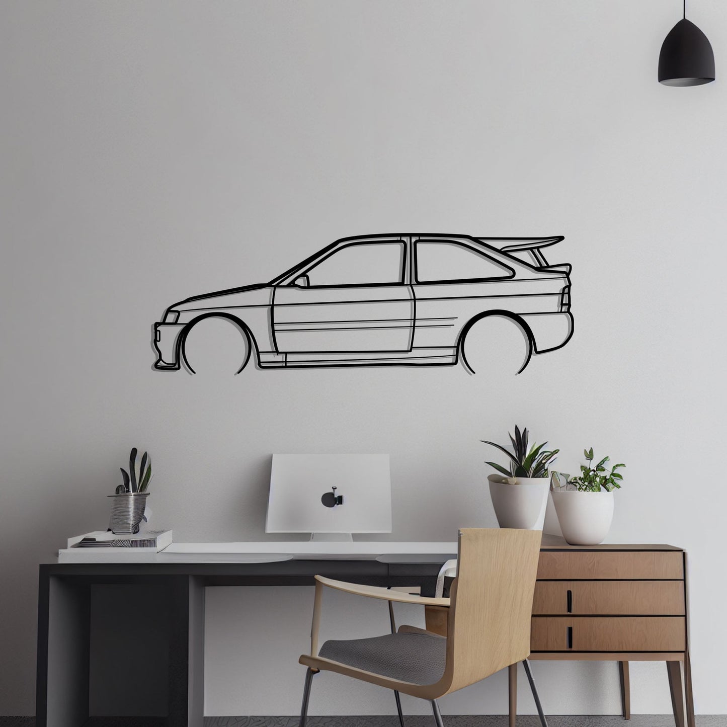 1995 Ford Escort RS Cosworth Metal Silhouette Metal Wall Art