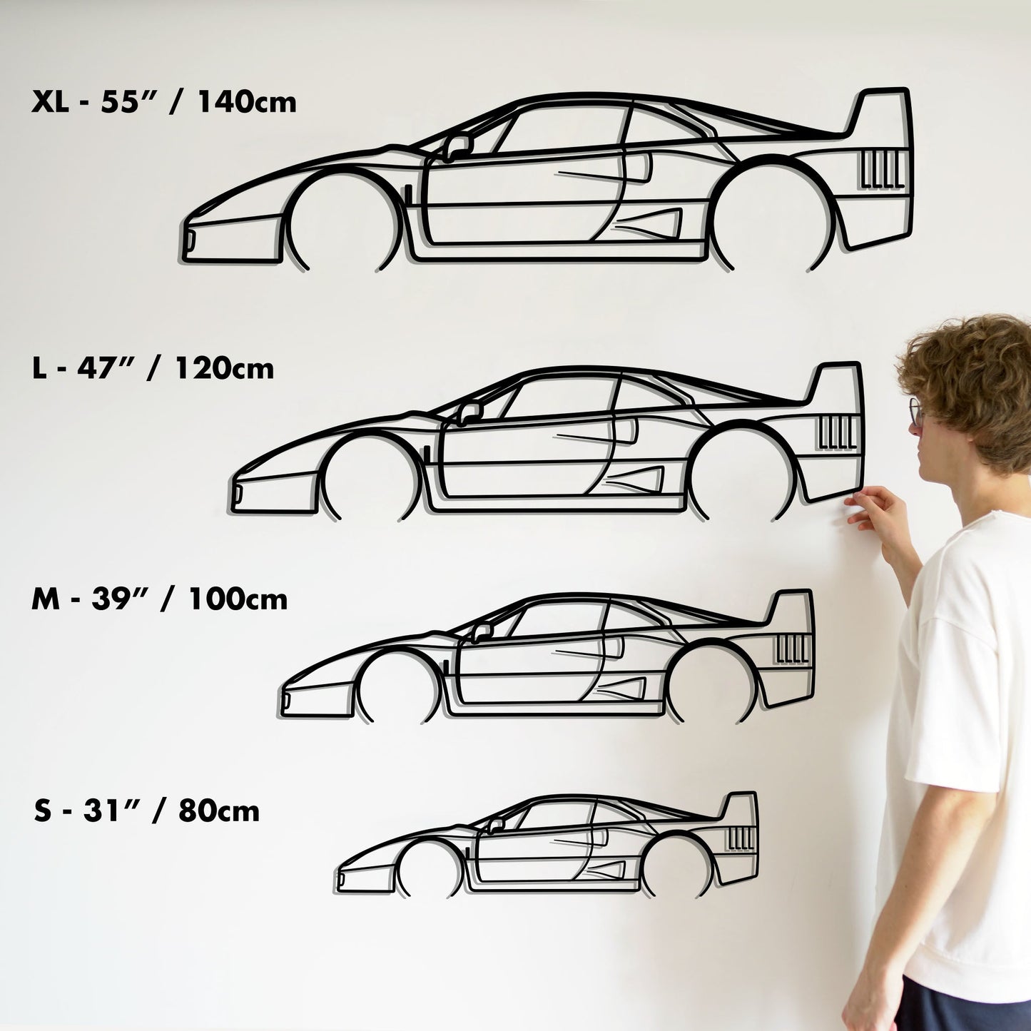 Ferrari F40 Metal Silhouette Metal Wall Art