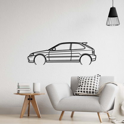 2000 Honda Civic Type R Metal Silhouette Metal Wall Art