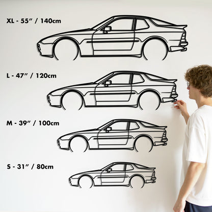 Porsche 944 Turbo Metal Silhouette Metal Wall Art