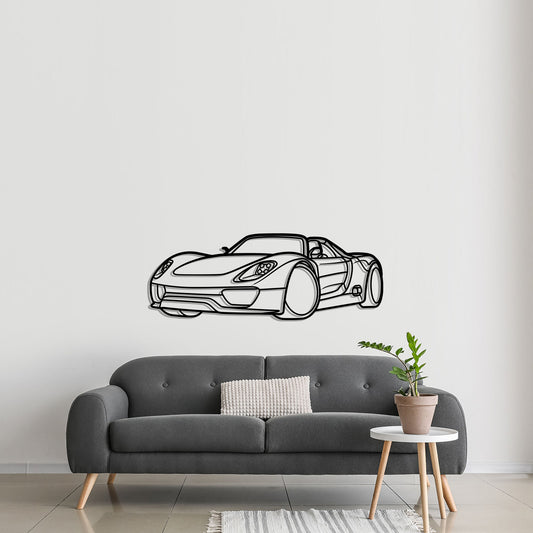 2024 Porsche 918 Spyder Diagonal Metal Silhouette Metal Wall Art