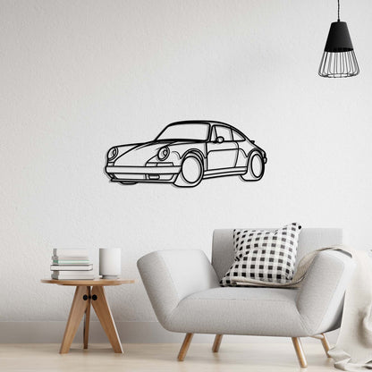 Porsche 911 (964) Diagonal Metal Silhouette Metal Wall Art