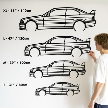 BMW E36 M3 GTS Metal Silhouette Metal Wall Art